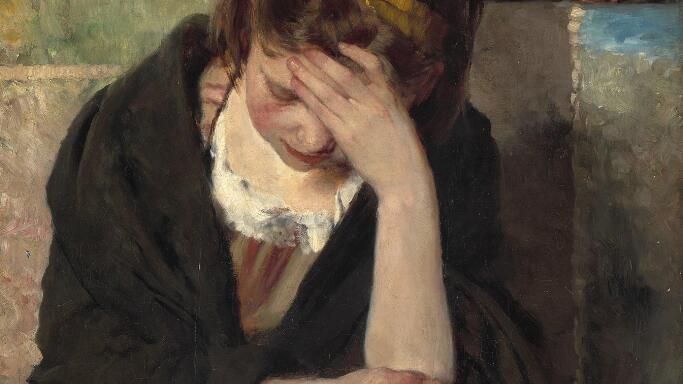 Bertha Wegmann. En siddende ung kvinde, der hviler hovedet i hånden.jpg