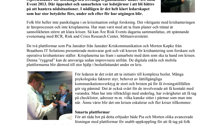 Risk- och krishantering handlar om tillgänglighet, enkelhet och tydlighet