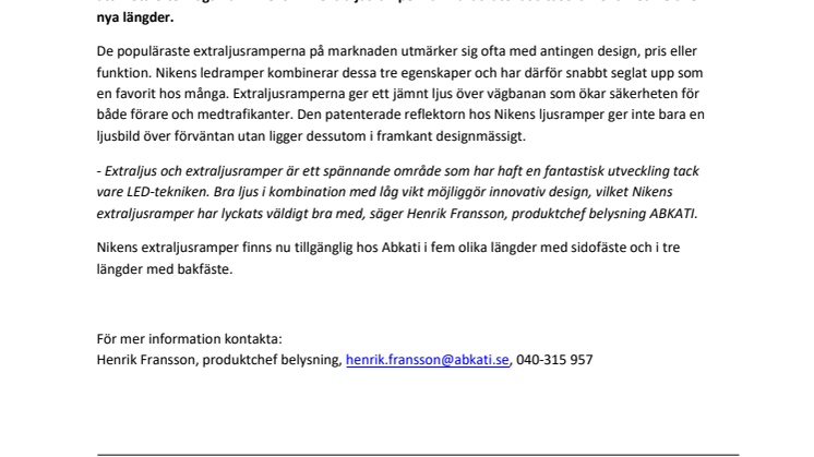 Niken extraljusramper – lysande design och funktion