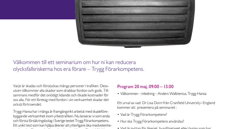 Seminarium: Trygg-Hansa presenterar Trygg Förarkompetens