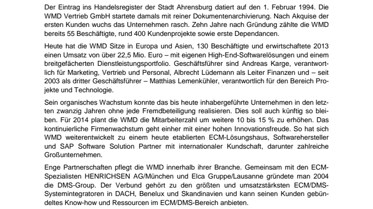WMD Vertrieb GmbH feiert Jubiläum