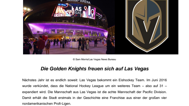 Die Golden Knights freuen sich auf Las Vegas