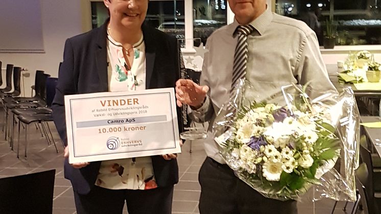 Billed: Marianne Westergaard, formand for Rebild Erhvervsudviklingsråd og Kurt Sørensen, direktør, CAMRO ApS