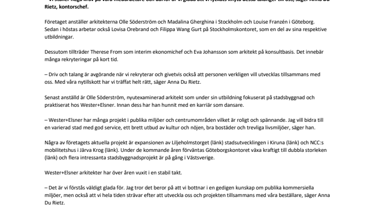 Wester+Elsner arkitekteranställer sju (pdf)