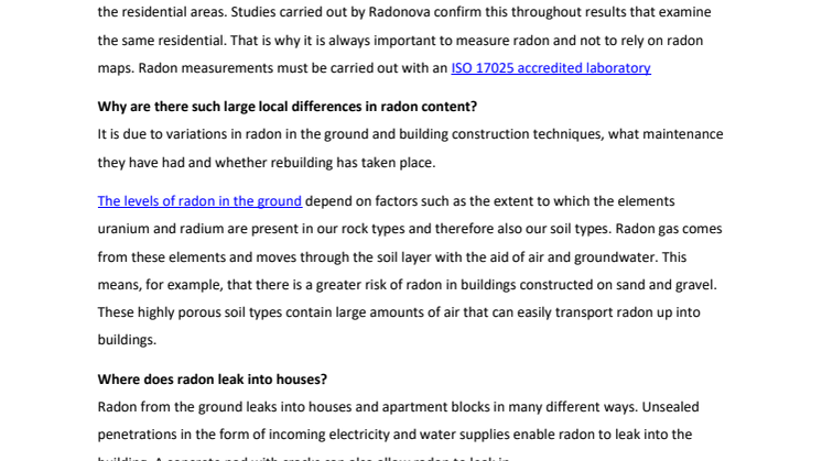 Radon and Buildings - Summary