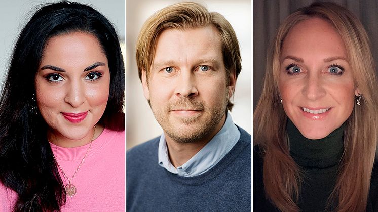 Tara Moshizi, Johan Kollén och Sandra Lewinsson blir nya medarbetare på Bokmässan i Göteborg.