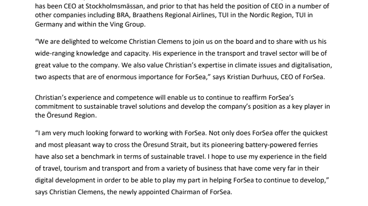 New Chairman for ForSea