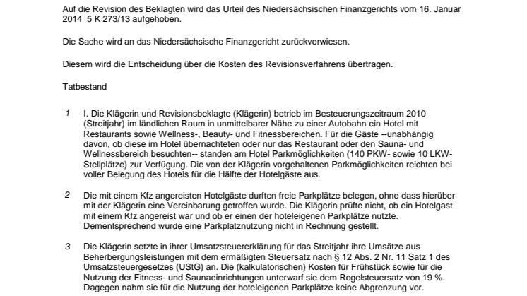 Hoteliers aufgepasst: Steuerfalle bei Parkplatzüberlassung an Gäste