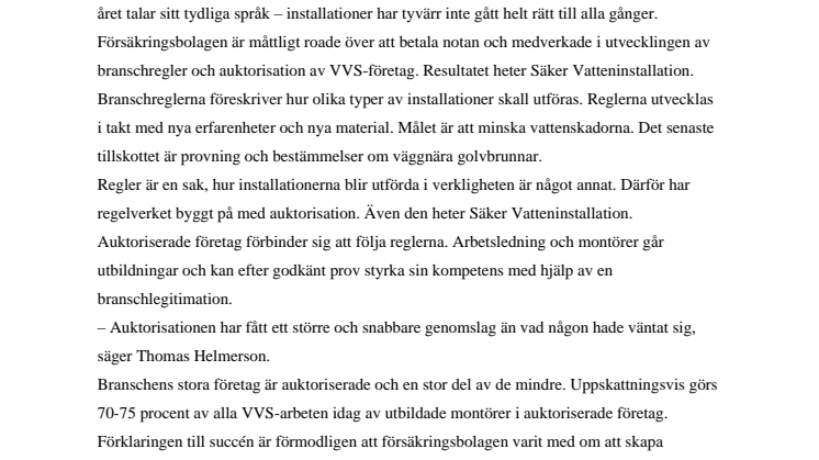 Stort genomslag för auktorisation bland VVS-företag