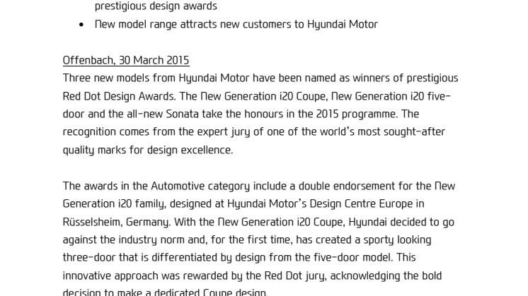 Nye designpriser til Hyundai