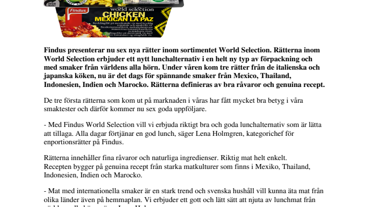 Fler goda lunchrätter från Findus World Selection