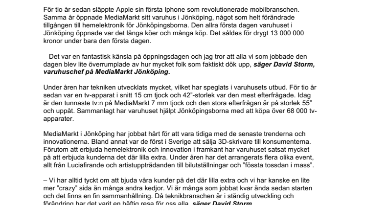 MediaMarkt firar 10 år i Jönköping  - Så har tekniktrenderna förändrats sedan 2007