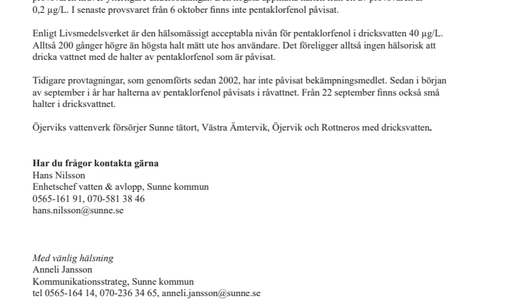 Halterna av pentaklorfenol varierar – provtagningen utökas