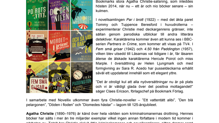 Agatha Christie 125 år: Jubileet når sin kulmen!