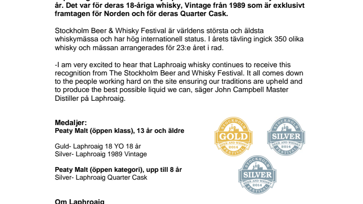 Populära whiskysorter tar hem prestigefulla priser