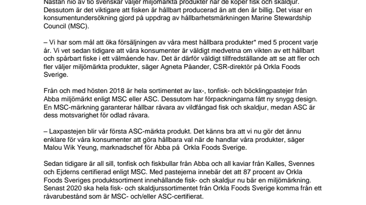 Alla pastejer från Abba miljömärks 