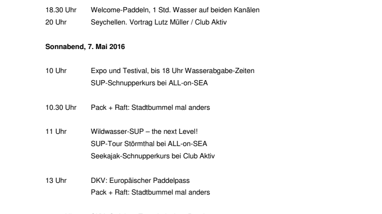 Programm Paddelfestival