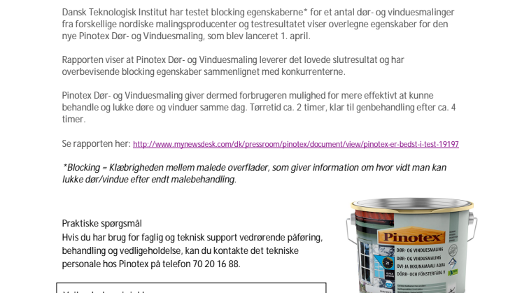 Pinotex Dør- og Vinduesmaling er BEDST I TEST