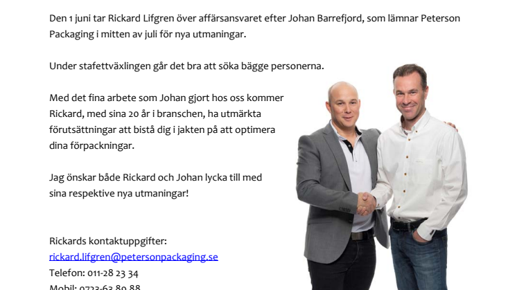 Ny affärsutvecklare hos Peterson Packaging AB