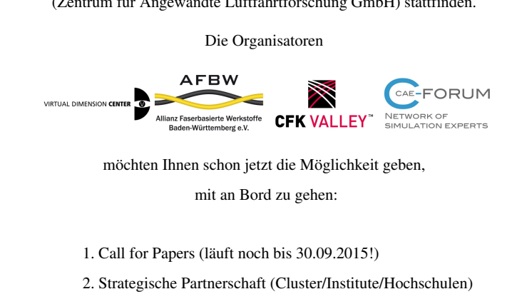 5. Fachkongress Composite Simulation (5.FCS) am 24./25. Februar 2016 in Hamburg