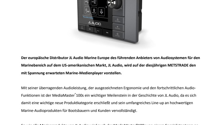 JL Audio Marine Europe - Marine Medienplayer von JL Audio auf METS vorgestellt 