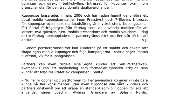 Eurovip Groups dotterbolag Splashi standardiserar kupongtjänster