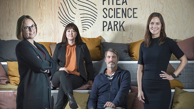 Greta Wimander, Anna Marklund, Ulf Westerberg och Anna Mård är alla certifierade innovationsledare vid Piteå Science Park. Foto: Jens Ökvist
