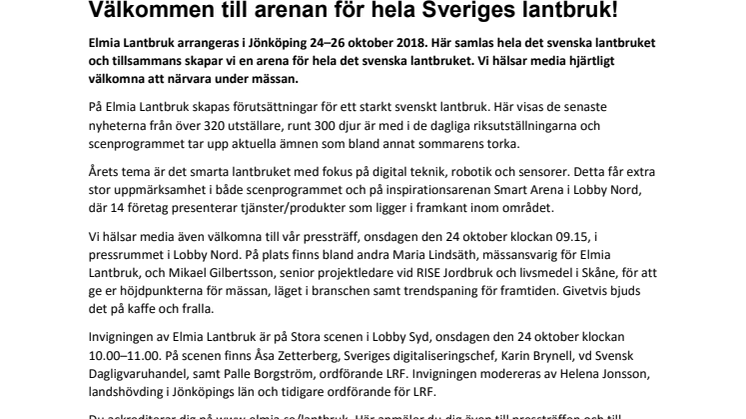 Pressinbjudan: Välkommen till arenan för hela Sveriges lantbruk!