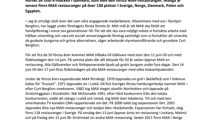 MAX fyller 50 år - Vi ska fortsätta att vara ett familjeföretag i många generationer till