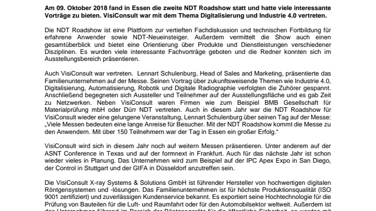 Zweite „NDT Roadshow Deutschland“ fand in Essen statt