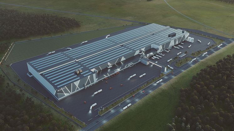 Axfoods nya logistikanläggning byggs strax utanför Bålsta. Bild: NREP Logicenters