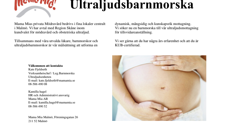 Vi söker en ultraljudsbarnmorska till Malmö !