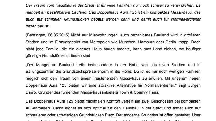 Neu bei Town & Country Haus: Schlankes Doppelhaus für kleine Grundstücke – Das Doppelhaus Aura 125