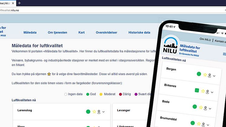 19. januar 2021 lanserer NILU – Norsk institutt for luftforskning portalen «Måledata for luftkvalitet». Foto: NILU