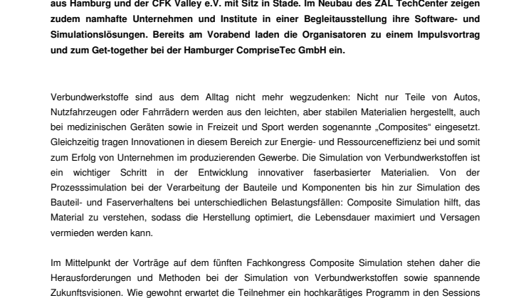 Fachkongress Composite Simulation erstmals in Hamburg