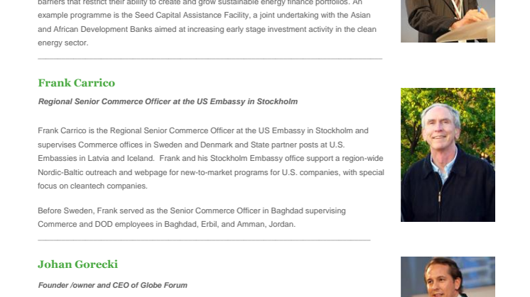 Speakers at the Stockholm Cleantech Venture Day 2010