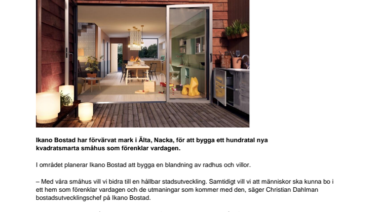 Ikano Bostad bygger 100 nya bostäder i Nacka