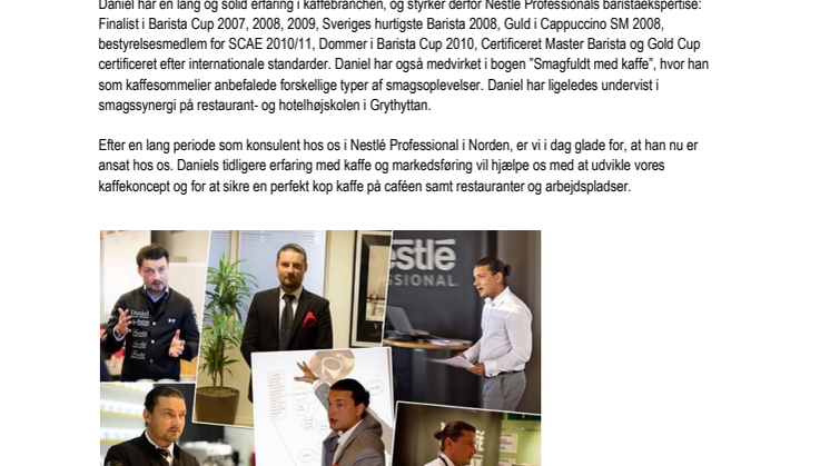 Nestlé Professional styrker baristaekspertisen i Norden gennem Daniel Chomieniec