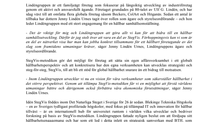 ​Lindéngruppen fördjupar sitt engagemang för global hållbarhet – steg för steg