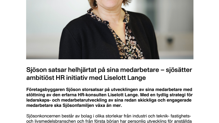 Sjöson satsar helhjärtat på sina medarbetare – sjösätter ambitiöst HR initiativ med Liselott Lange 