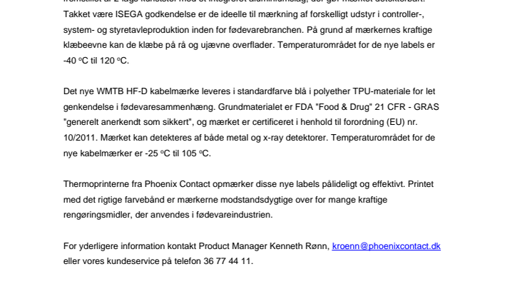 ​  Modstandsdygtige mærker til fødevareindustrien