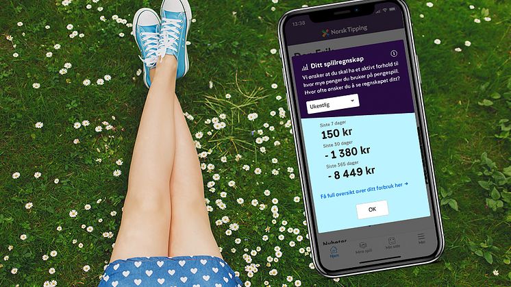 Slik vill spillregnskapet se ut for kunder som logger seg på hos Norsk Tipping. Illustrasjon: Norsk Tipping