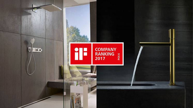 hansgrohe RainSelect og Rainmaker Select (tv.) og AXOR Uno (th.) har alle vundet iF Design Award 2017 og bidraget til den samlede placering som den 6. bedste designvirksomhed i verden.
