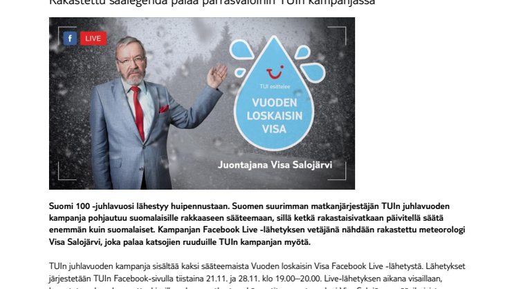 Rakastettu säälegenda palaa parrasvaloihin TUIn kampanjassa