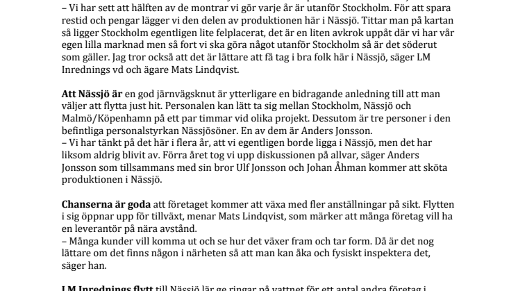 Sverigeledande monterbyggare flyttar produktion till Nässjö 