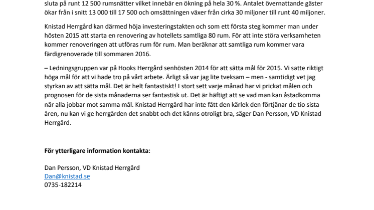Knistad Herrgård gör sitt bästa år genom tiderna