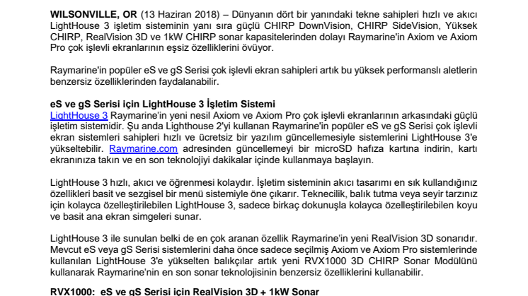 Raymarine: En Son Raymarine İşletim Sistemi ve Sonar Teknolojisine Yükseltin