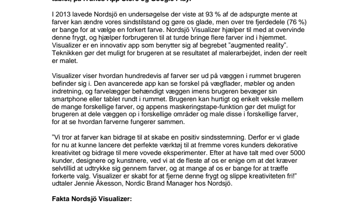 Nordsjös banebrydende app, Visualizer, styrker din selvtillid når du skal vælge farver