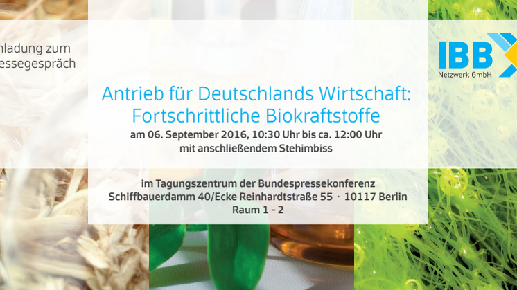 Flyer Pressegespräch "Fortschrittliche Biokraftstoffe"