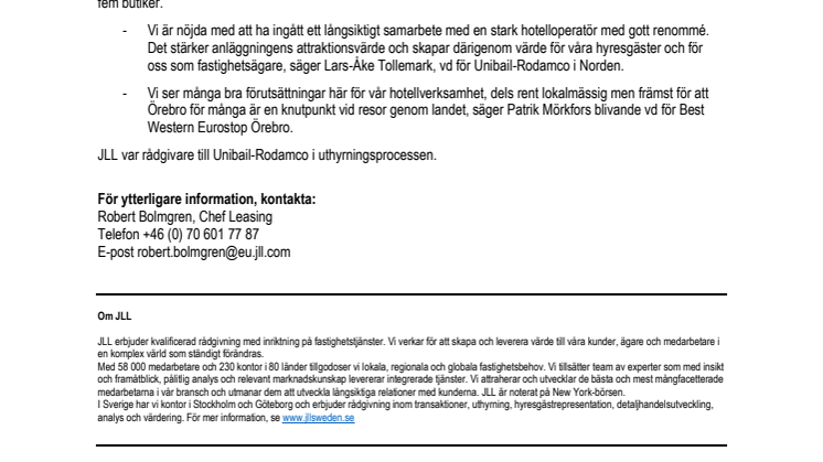 Best Western till Eurostop Örebro